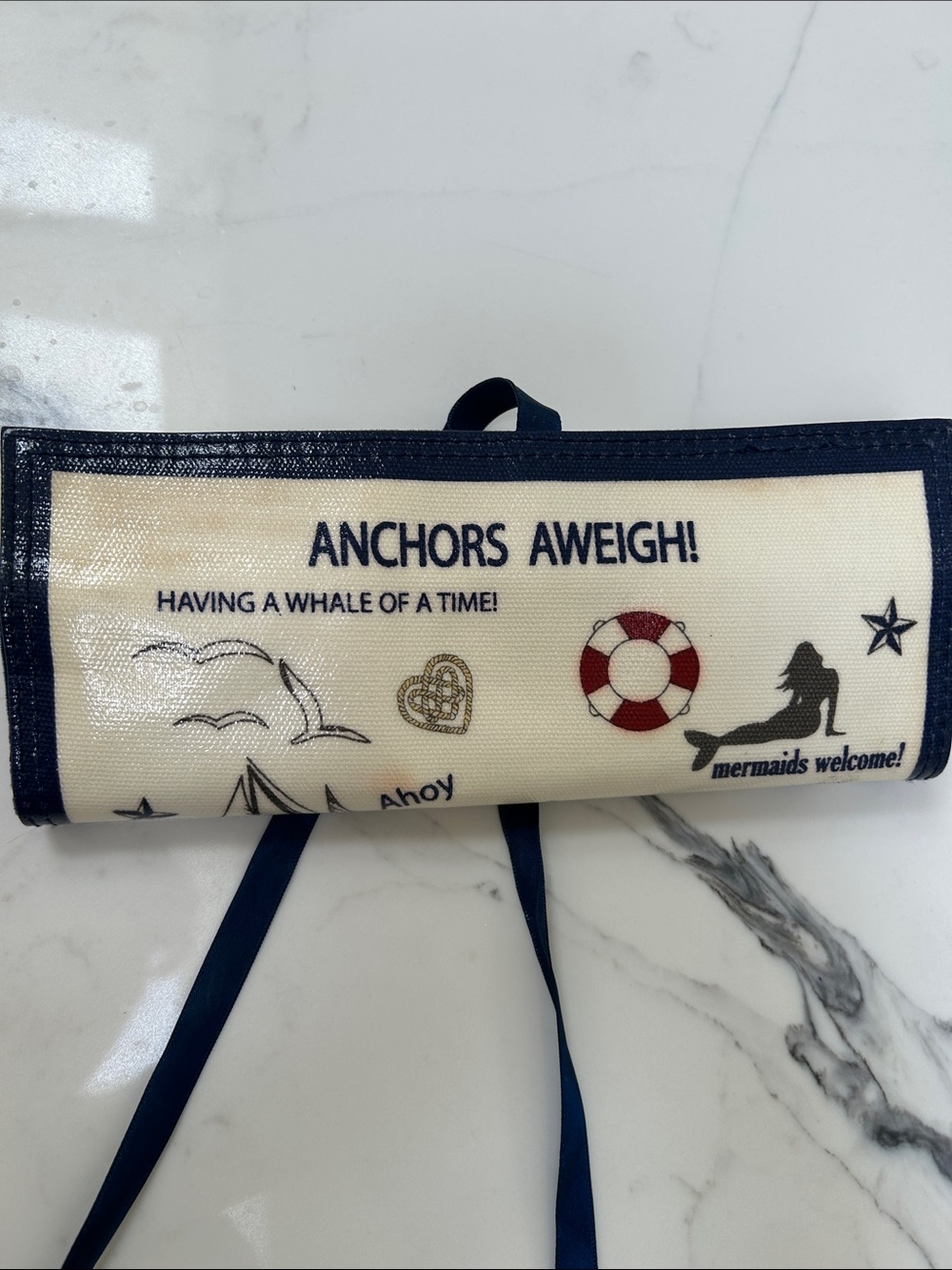 Brighton Navy and Cream Anchors Aweigh Travel Jewelry Roll